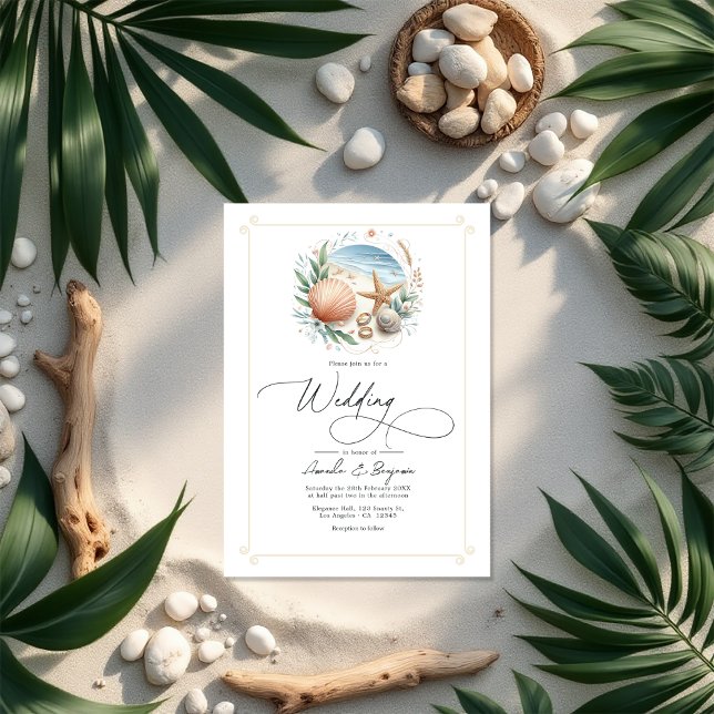 Coastal Chic Beach Wedding QR Code Invitation (Coastal Chic Beach Wedding QR Code Invitation)