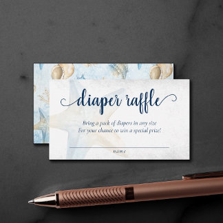 Coastal Chic | Blue Gold Starfish Diaper Raffle Enclosure Card