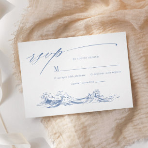 Coastal Chic Blue Seaside Wedding  RSVP Card