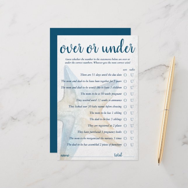 Coastal Chic | Blue Starfish Over and Under Game (Front/Back In Situ)