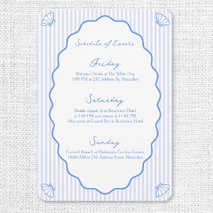 Coastal Chic Blue Wedding Schedule of Events Enclosure Card