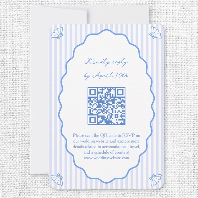Coastal Chic Blue Wedding Website QR Code RSVP (Creator Uploaded)