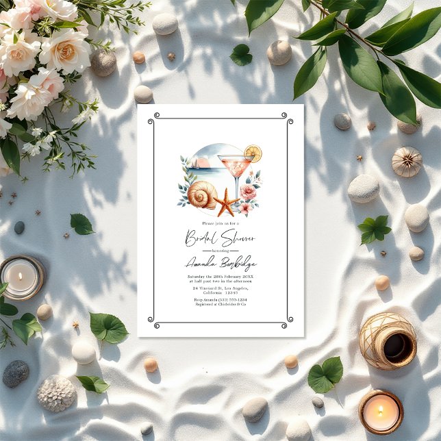 Coastal Chic Blush Pink Bridal Shower Invitation (Coastal Chic Blush Pink Bridal Shower Invitation)