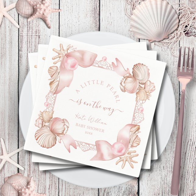Coastal chic blush pink pearl Baby Shower Napkin (Creator Uploaded)
