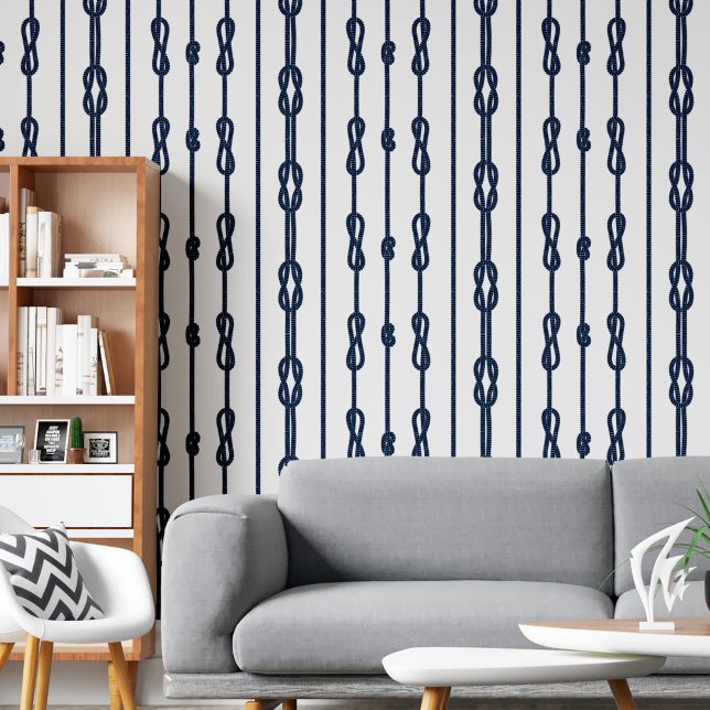 Coastal chic Deep blue rope and sailor's knots Wallpaper (Coastal chic Deep blue rope and sailor's knots Wallpaper)