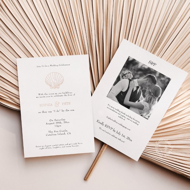 Coastal Chic Foil Wedding Invite Black White (Coastal Chic Foil Wedding Invite Black White)