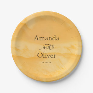 Coastal Chic Golden Sand Turquoise Water Wedding Paper Plate