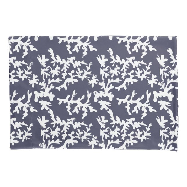 Coastal Chic Hamptons Blue and White Coral Reef Pillowcase (Front)