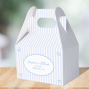 Coastal Chic Hand Drawn Shell Blue Stripe Favour Box