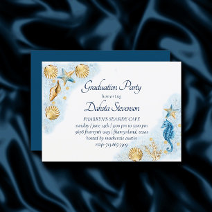 Coastal Chic Modern Coral Reef Graduation Invitation