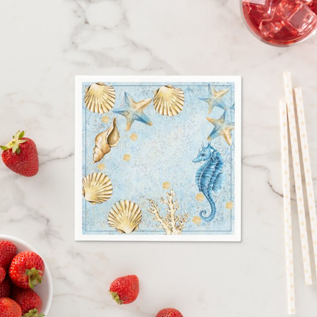 Coastal Chic | Modern Coral Reef Party Napkin (Insitu)