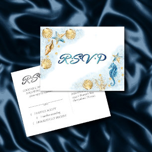 Coastal Chic   Modern Coral Reef RSVP Postcard