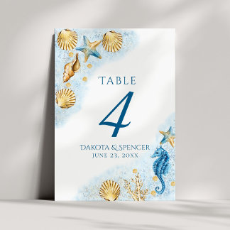 Coastal Chic | Modern Coral Reef Wedding Table Number