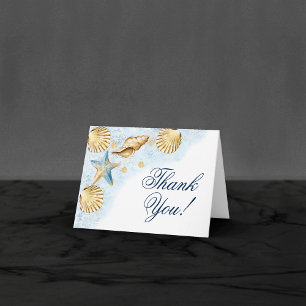 Coastal Chic Modern Coral Reef Wedding Thank You Card
