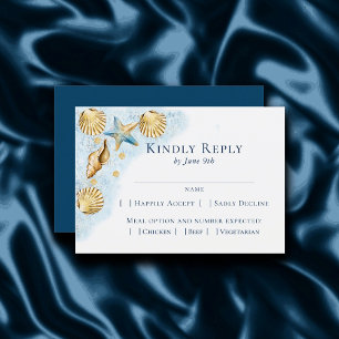 Coastal Chic   Modern Nautical Beach Entree Choice RSVP Card