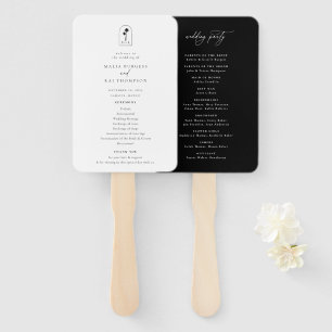 Coastal Chic Monogram Wedding Program Hand Fan