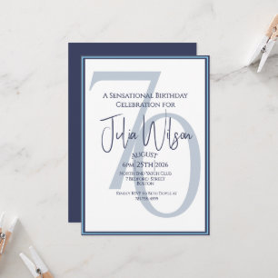 Coastal Chic Navy 70th Birthday Invitation