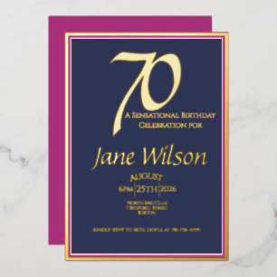  Coastal Chic Navy and Pink Foil Invitation