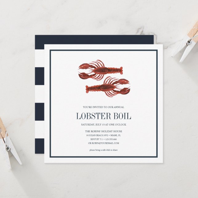 Coastal Chic Navy LOBSTER BOIL Seafood Boil Party (Front/Back In Situ)