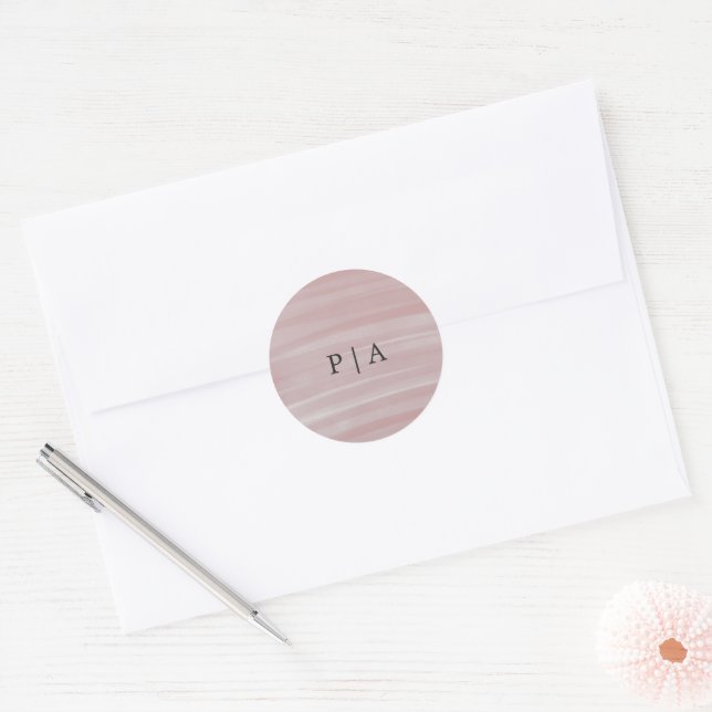Coastal Chic Pink Elegant Wedding Classic Round Sticker (Envelope)