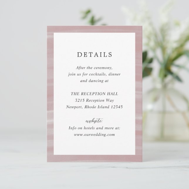 Coastal Chic Pink Elegant Wedding Enclosure Card (Standing Front)