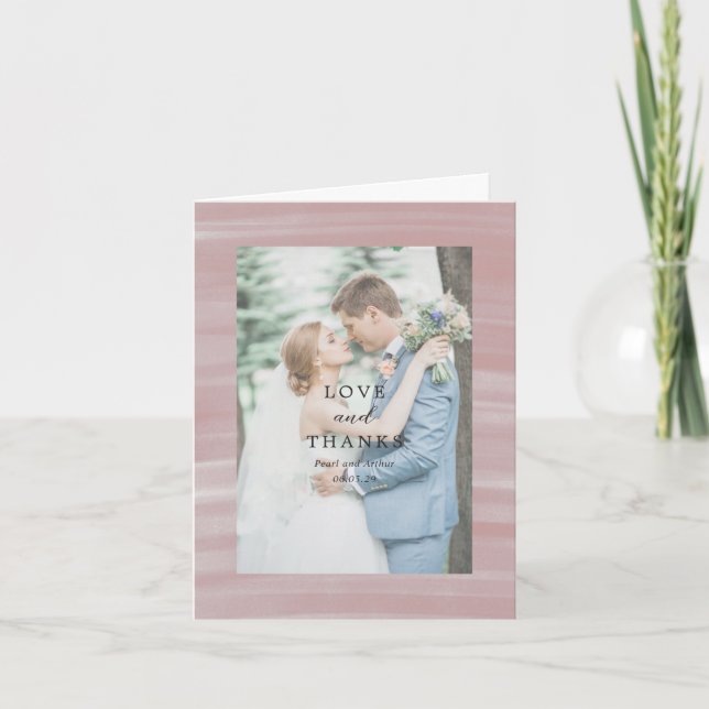 Coastal Chic Pink Elegant Wedding Thank You Card (Front)