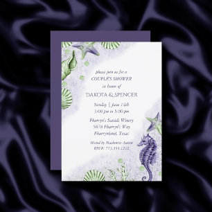 Coastal Chic   Purple and Green Couple Shower Invitation