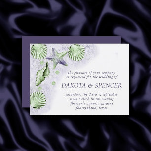 Coastal Chic   Purple and Green Nautical Wedding Invitation