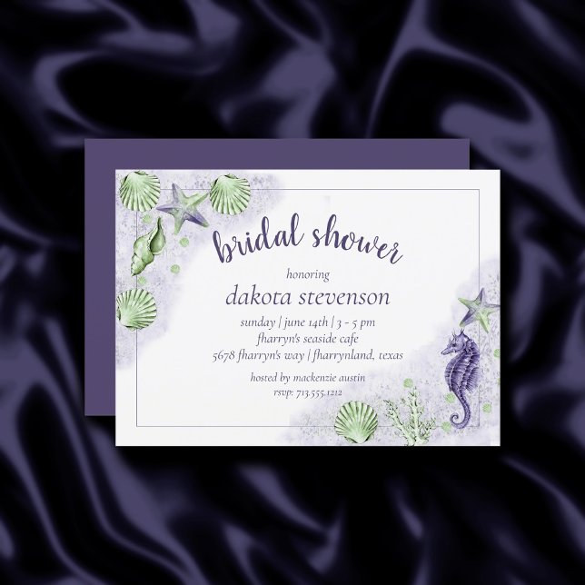 Coastal Chic | Purple and Green Sea Life Shower Invitation (Creator Uploaded)