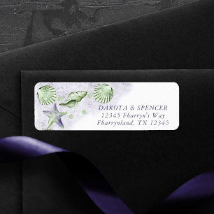 Coastal Chic   Purple and Green Sea Return Address Label