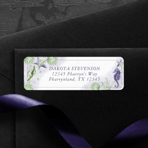 Coastal Chic Purple and Green Sea Return Address Return Address Label