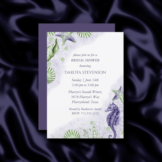 Coastal Chic | Purple and Lime Green Bridal Shower Invitation (Creator Uploaded)