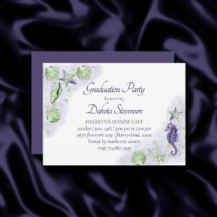 Coastal Chic   Purple and Lime Green Graduation Invitation