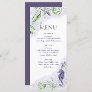 Coastal Chic Purple and Lime Green Party Menu