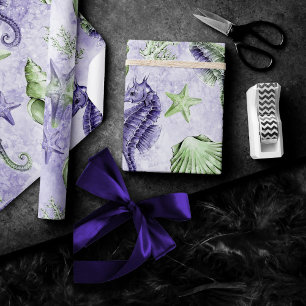 Coastal Chic Purple and Lime Green Party Wrapping Paper