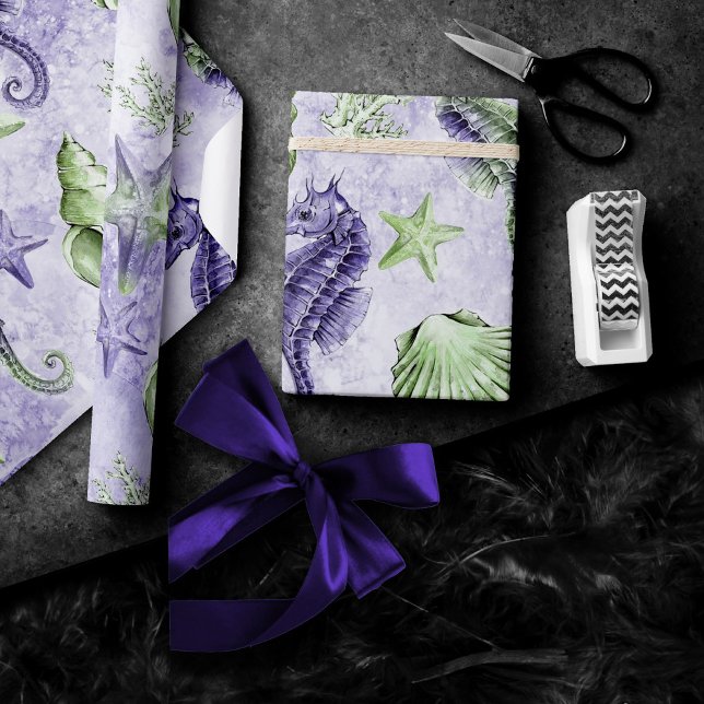 Coastal Chic | Purple and Lime Green Party Wrapping Paper (Creator Uploaded)