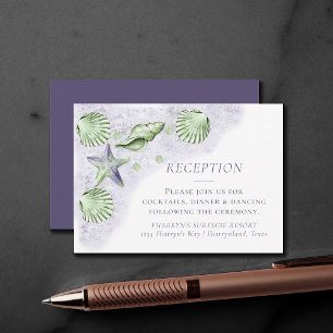 Coastal Chic   Purple and Lime Green Reception Enclosure Card