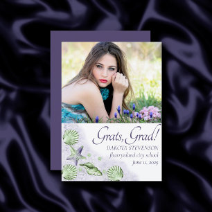 Coastal Chic Purple and Lime Green Senior Photo Announcement