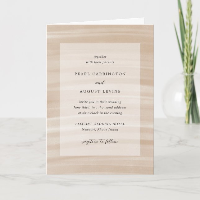 Coastal Chic Sandy Neutral Elegant Wedding Invitation (Front)