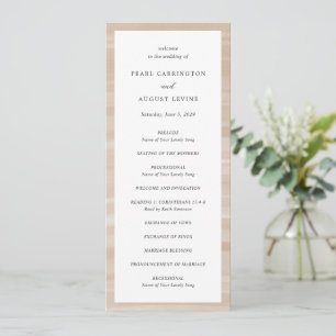 Coastal Chic Sandy Neutral Elegant Wedding Program