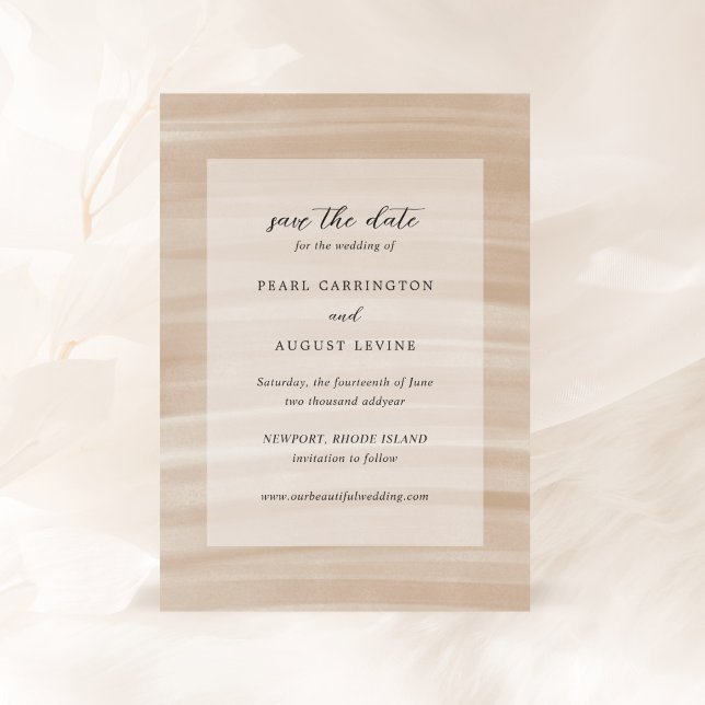 Coastal Chic Sandy Neutral Elegant Wedding Save The Date (Creator Uploaded)