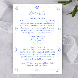 Coastal Chic Shell Border Elegant Blue Wedding Enclosure Card