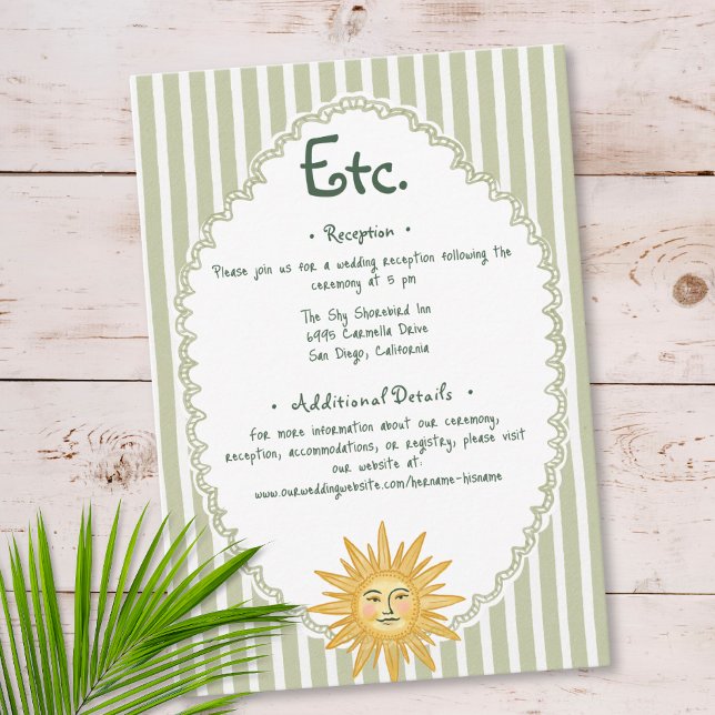 Coastal Chic Sun Palm Tree Wedding Details Enclosure Card (Coastal Chic Sun Palm Tree Wedding Details Enclosure Card)