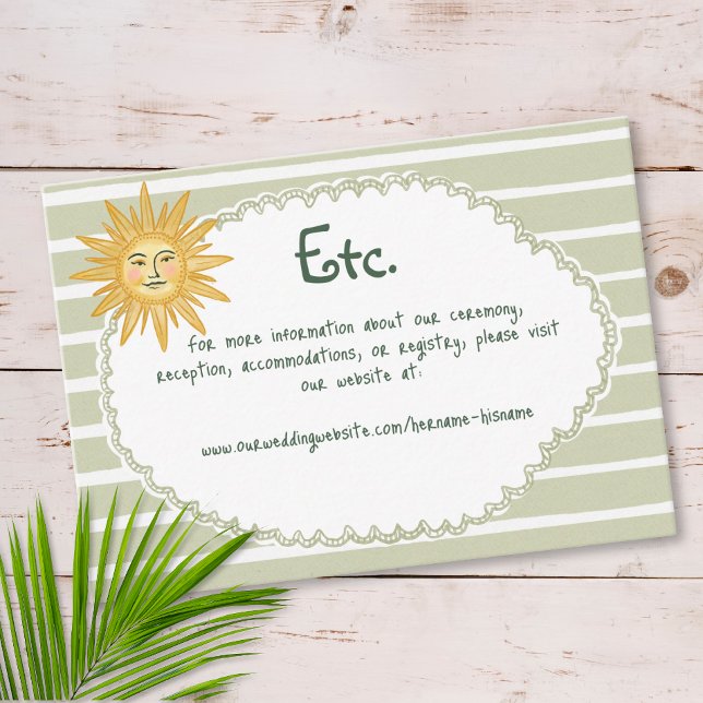 Coastal Chic Sun Palm Tree Wedding Details Enclosure Card (Coastal Chic Sun Palm Tree Wedding Details Enclosure Card)