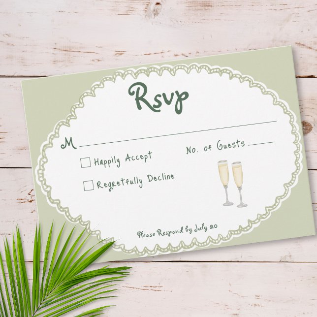 Coastal Chic Sun Palm Tree Wedding RSVP Card (Creator Uploaded)