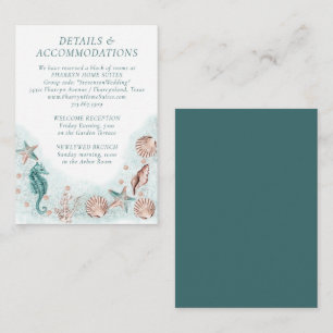 Coastal Chic   Teal and Coral Reef Accommodations Enclosure Card