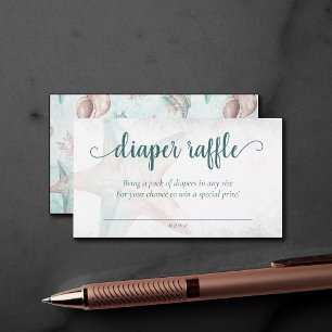 Coastal Chic   Teal Copper Starfish Diaper Raffle Enclosure Card