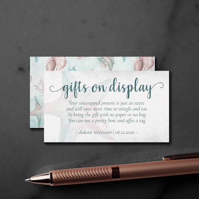 Coastal Chic | Teal Coral Starfish Gift Display Enclosure Card (Creator Uploaded)