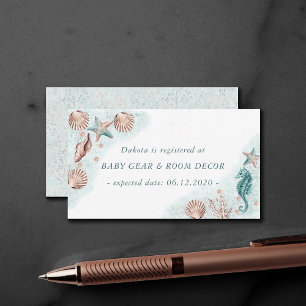 Coastal Chic Teal Starfish Guess Photo Request Enclosure Card