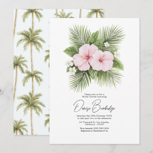 Coastal Chic Tropical Floral Bridal Shower Invitation